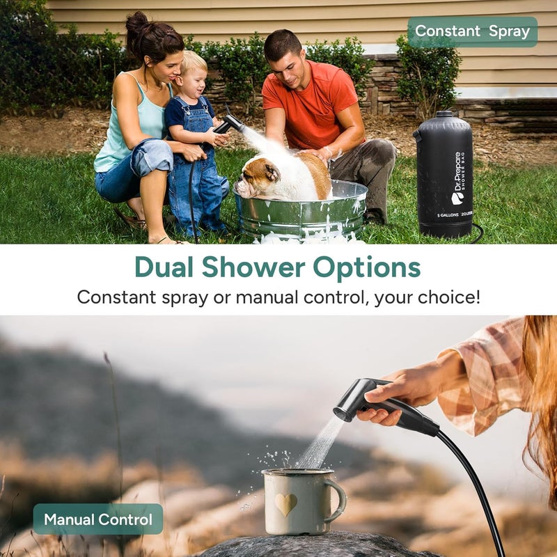 Dr. Prepare Portable Shower for Camping, 4/5 Gallons Camping Shower Bag, Portable Outdoor Shower with Pump for Hiking, Climbing, Pet Cleaning, Car Washing, Beach & Emergency - Image 5